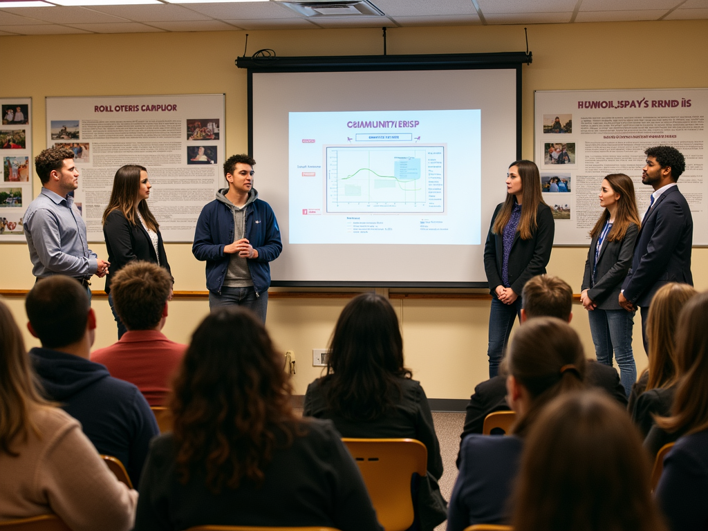 Students sharing their service learning experience with the community.