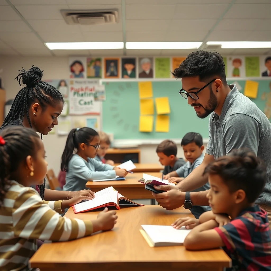 Students engaged in a service learning project in a community classroom