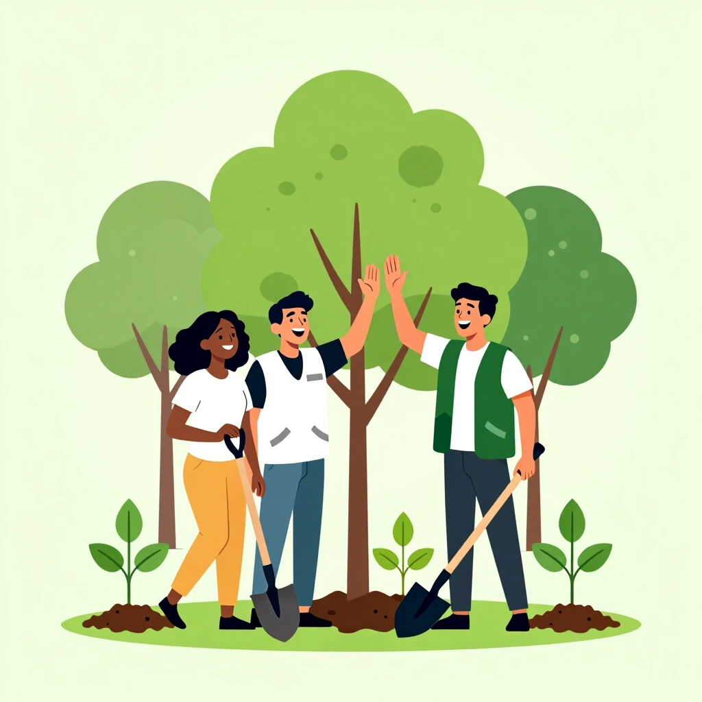 Volunteers planting trees for environmental advocacy