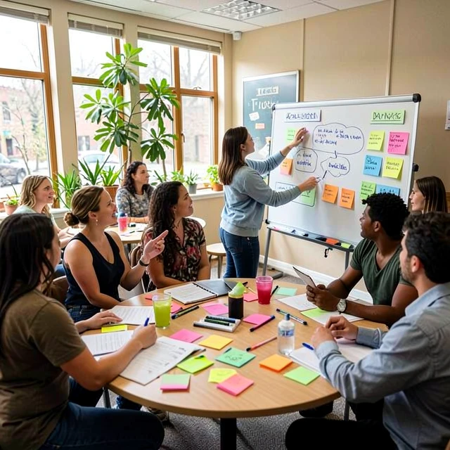 Volunteers collaborating in an advocacy network workshop