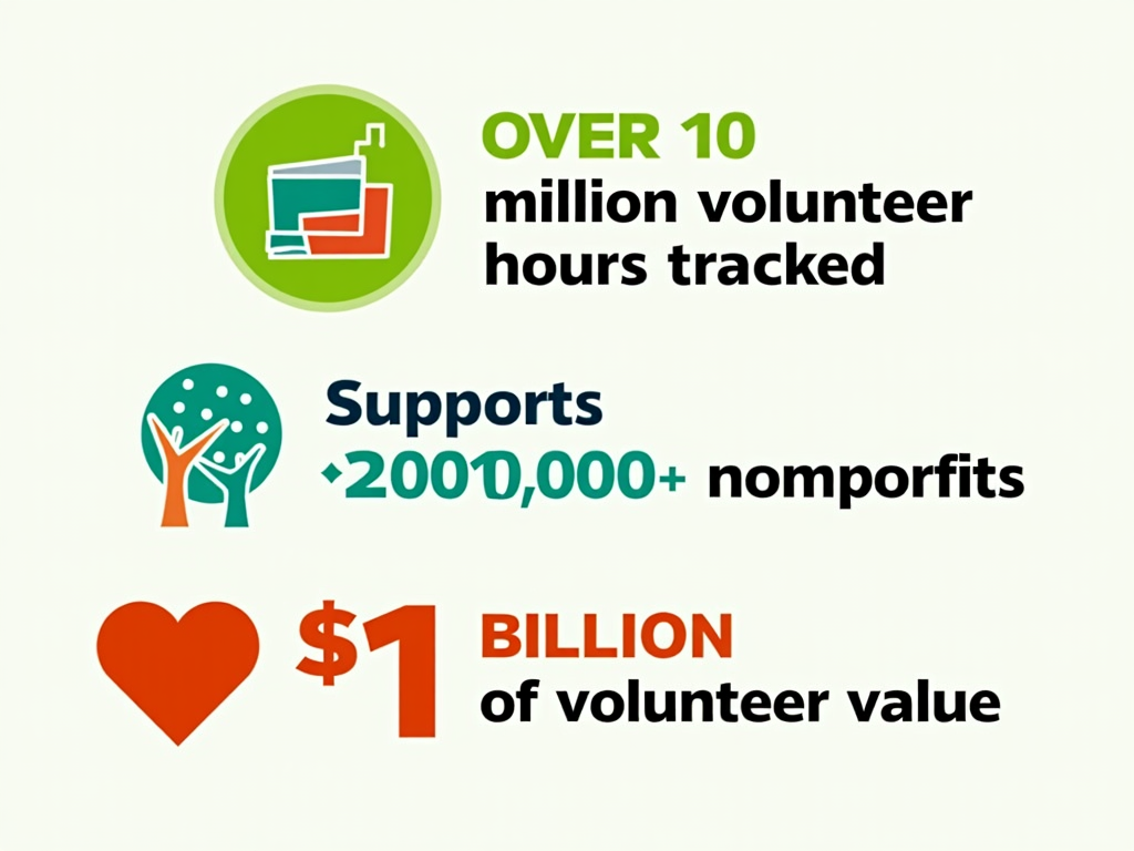 Infographic showing VolunteerMatch volunteering impact