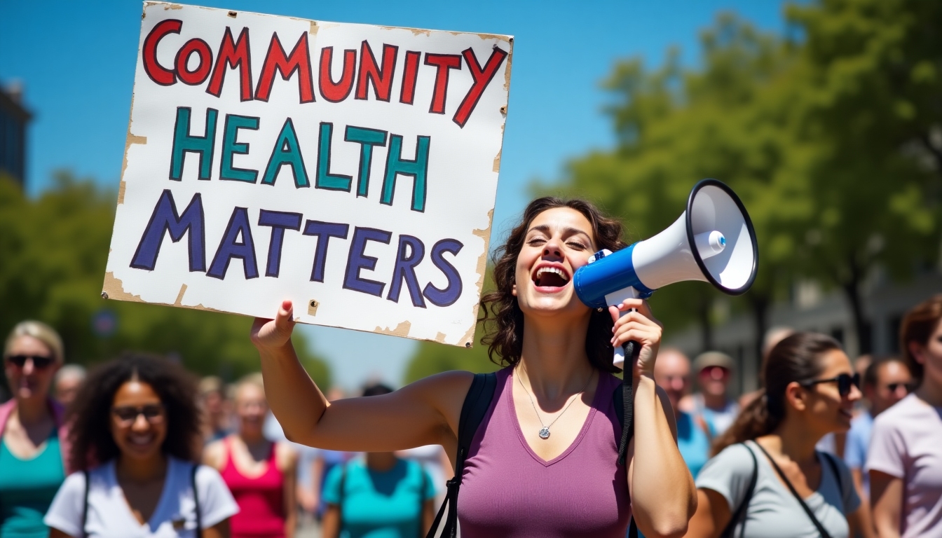 Volunteer advocating at a community event.