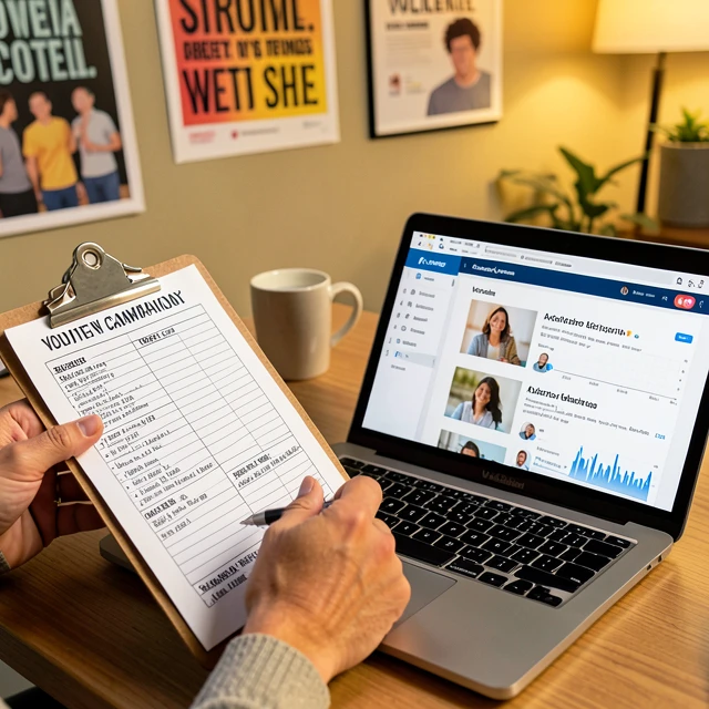 Volunteer recruitment materials and campaign tools on a desk