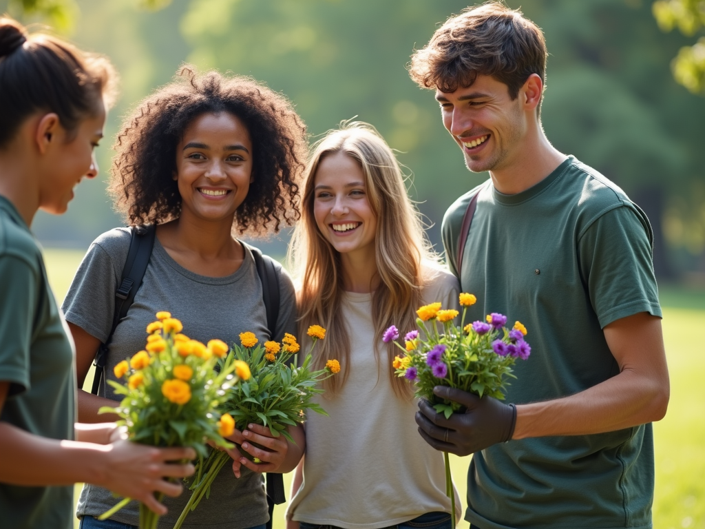 College students volunteering in the community