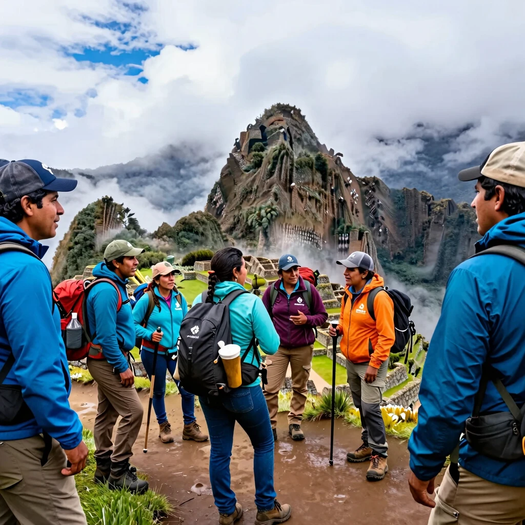 Volunteers on a conservation hike in Peru practicing language skills