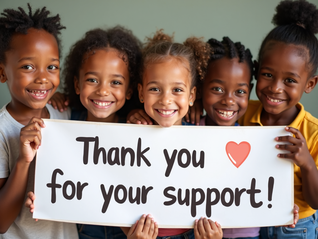 Children thanking donors for their support.