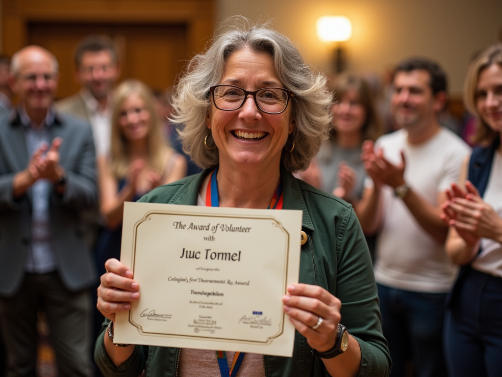 Volunteer receiving award