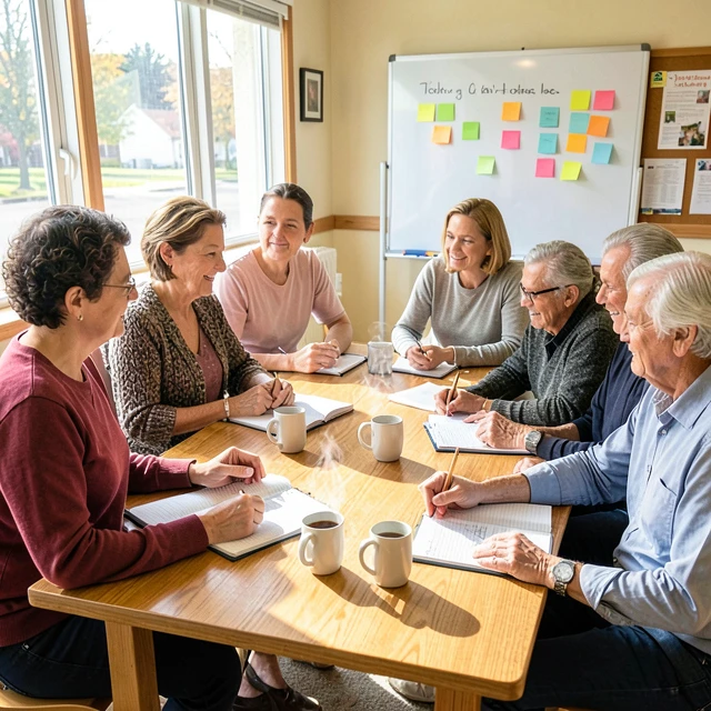 Diverse community group brainstorming advocacy strategies