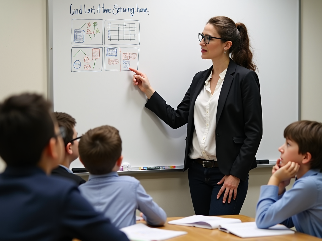 A professional teaching students in a classroom.