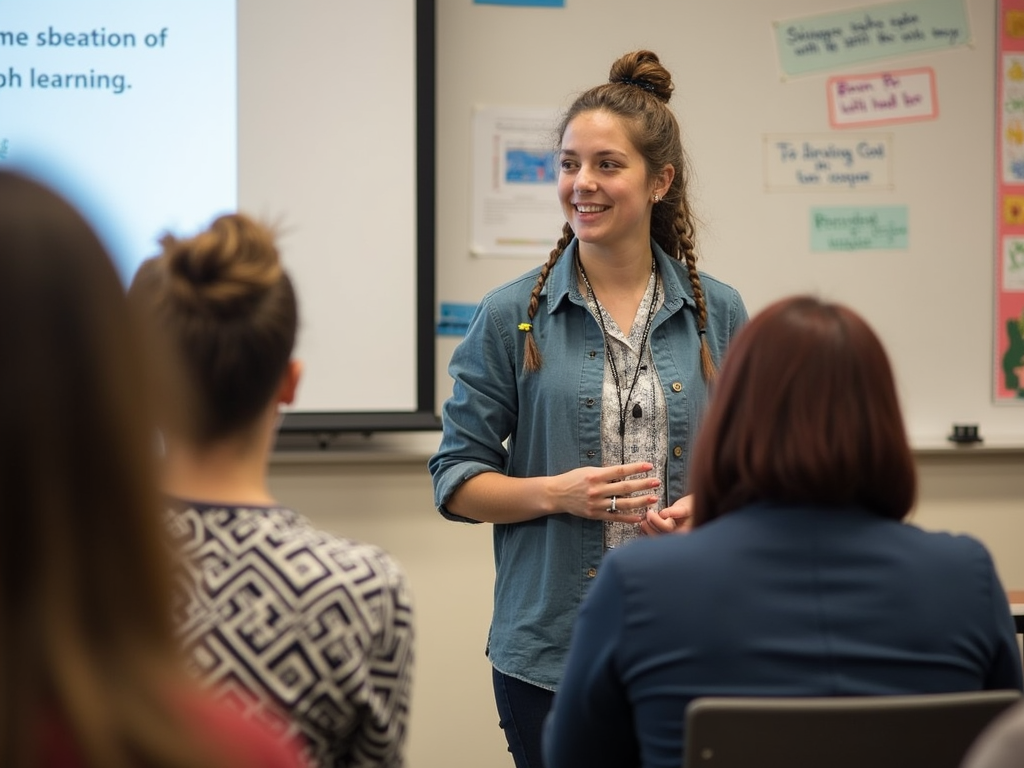 Student presenting service learning project