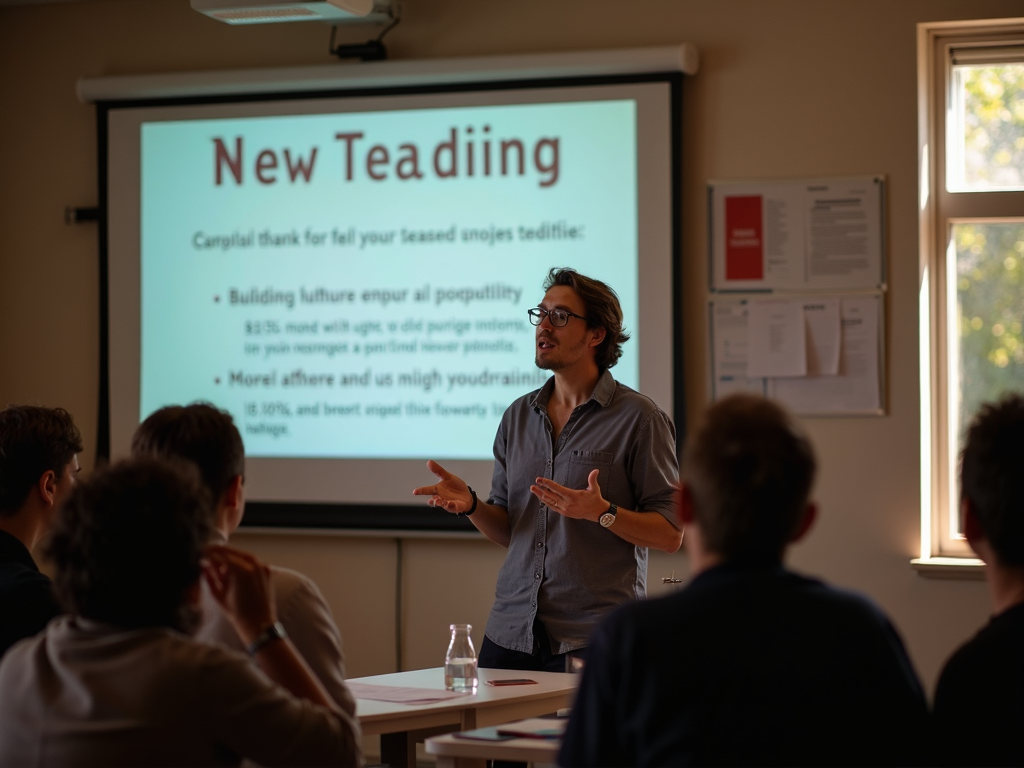 Volunteer presenting at community meeting