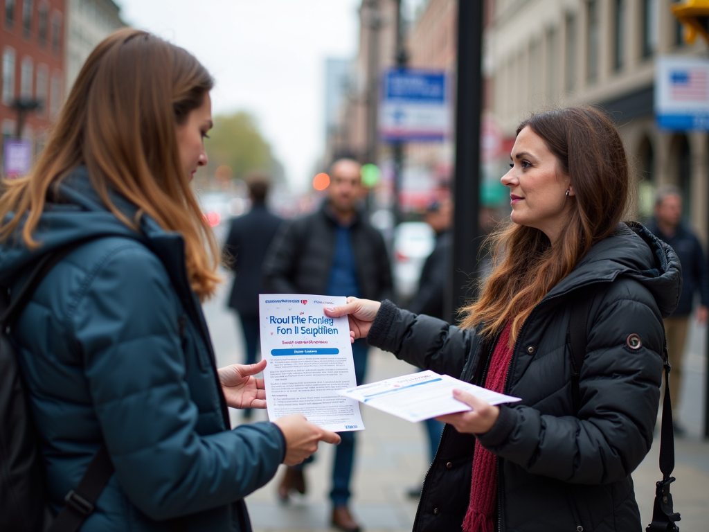 Volunteer distributing campaign flyers