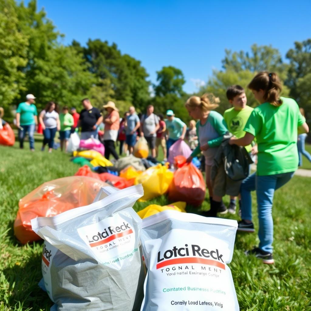 Volunteers at a community cleanup event supported by local businesses
