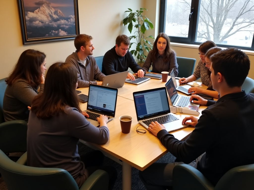 Volunteers working in a campaign office