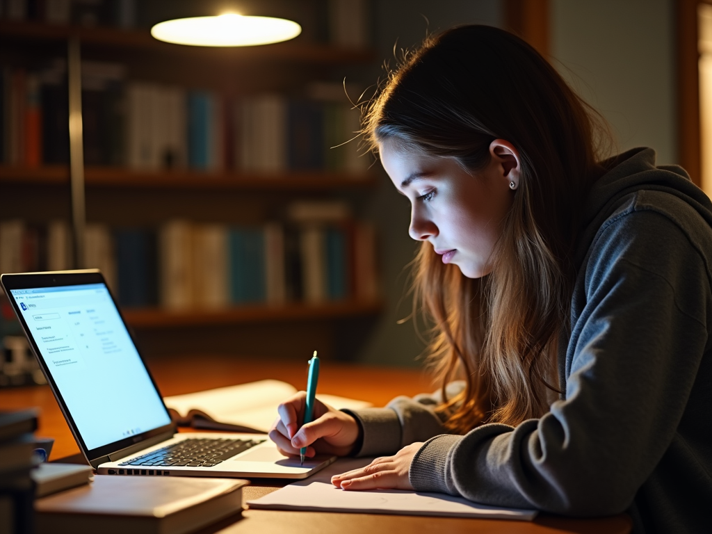 Student writing a scholarship essay