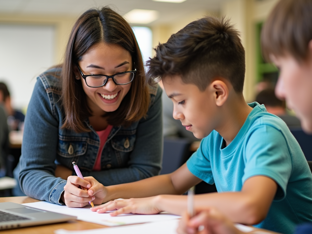 Volunteer providing individual support to a student