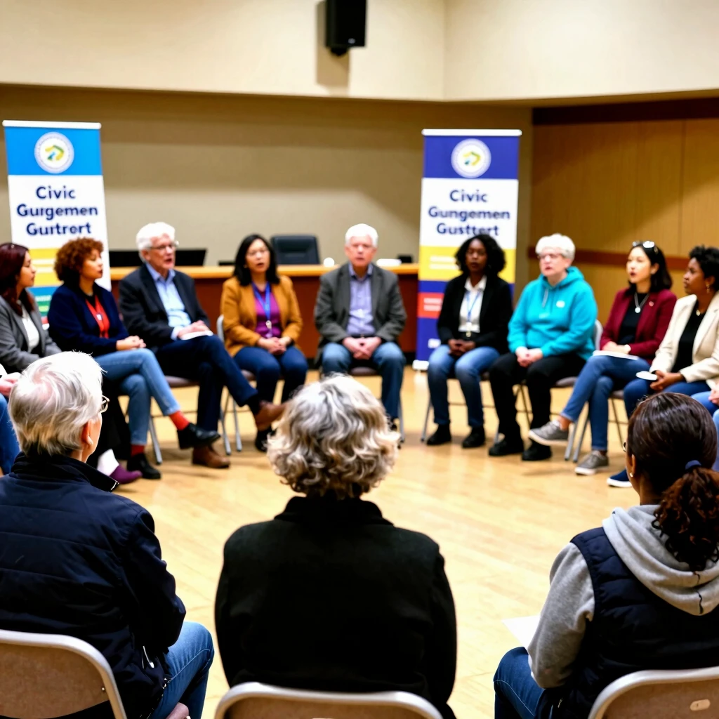 Community members in a civic engagement meeting