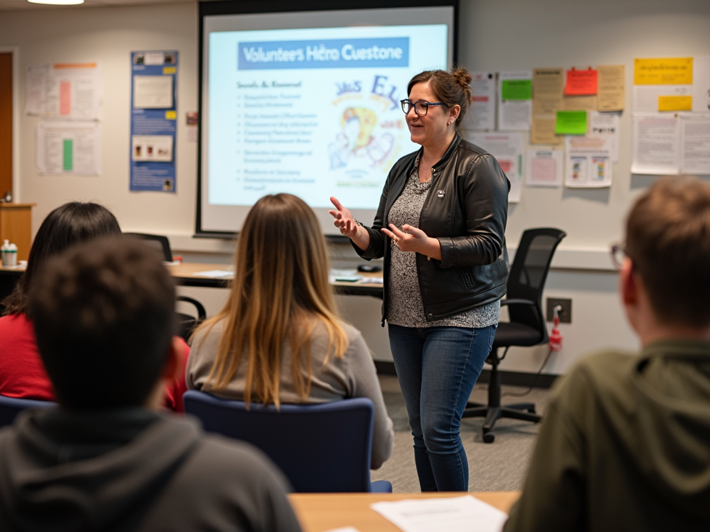Volunteer coordinator leading a training session