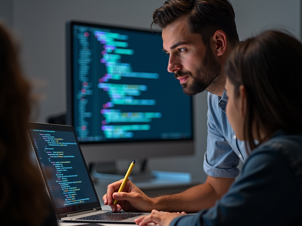 Professional teaching students to code in a workshop.