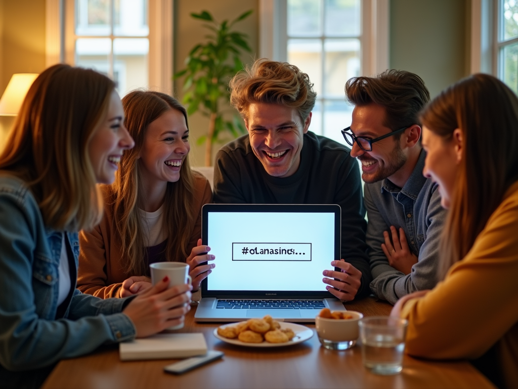 Friends collaborating on an online advocacy campaign.