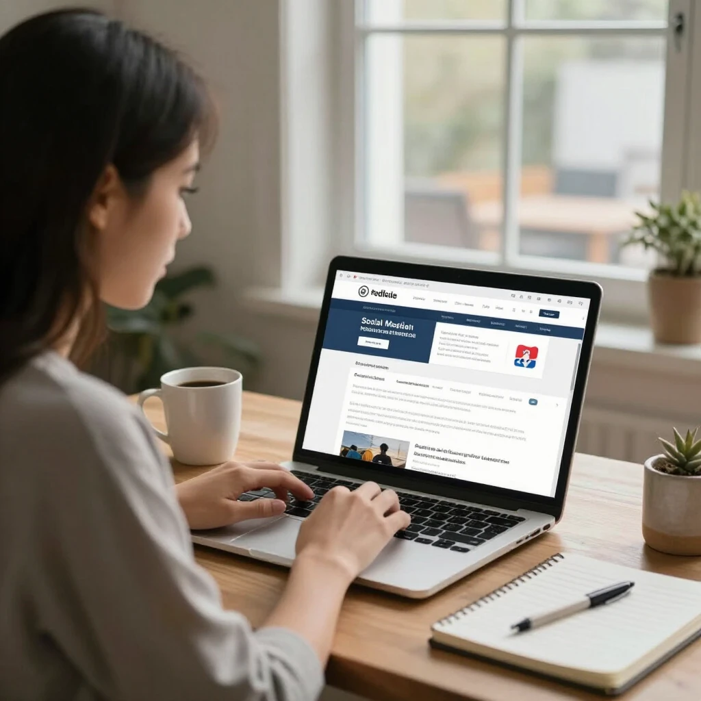 Volunteer organizing an online advocacy campaign from home using a laptop