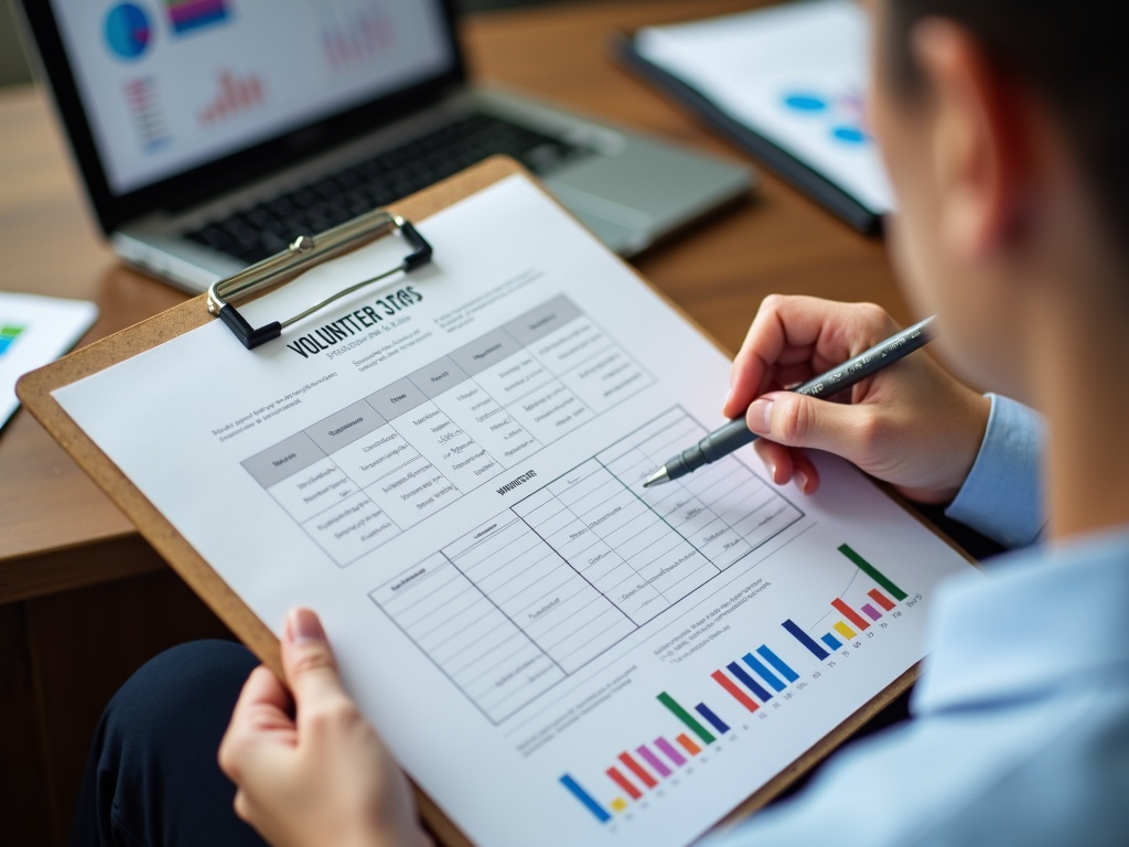 Person reviewing volunteer impact data.