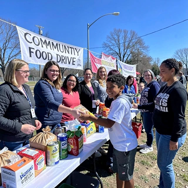 Student volunteering at a community food drive