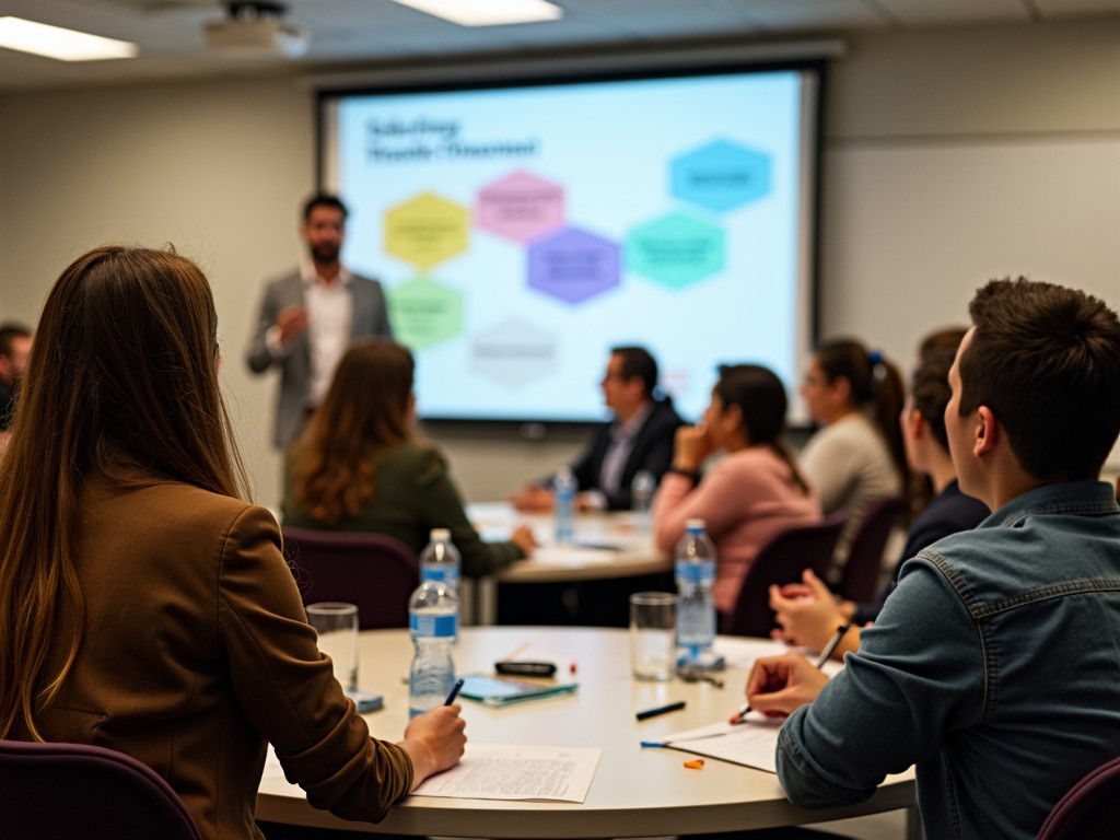 A group of volunteers enthusiastically engaged in a training session.