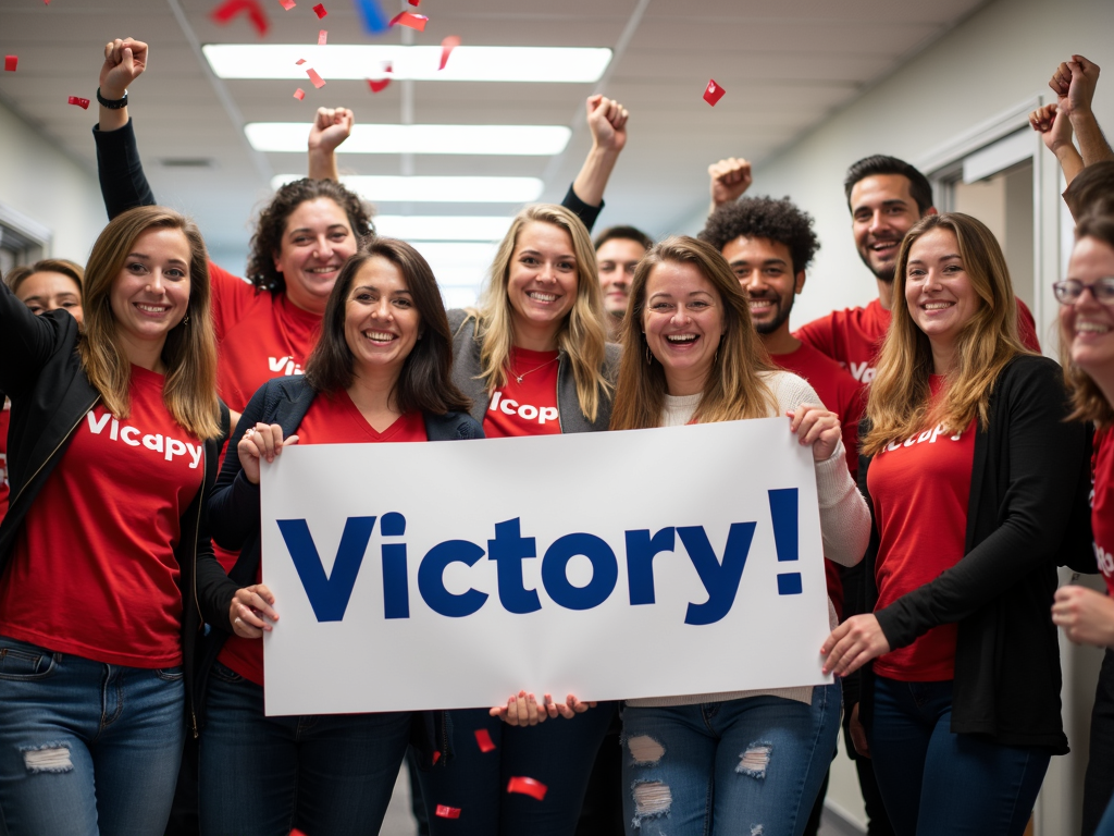 Volunteers celebrating a success