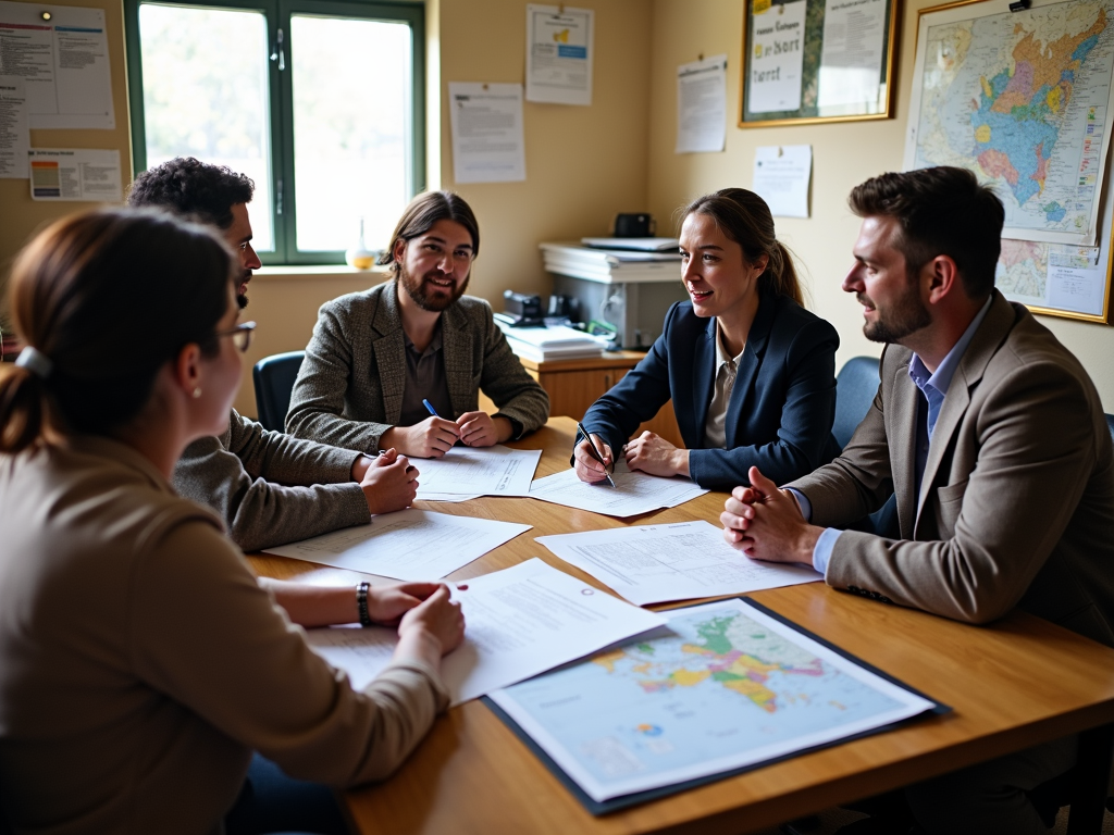 Global health organization meeting with local government officials