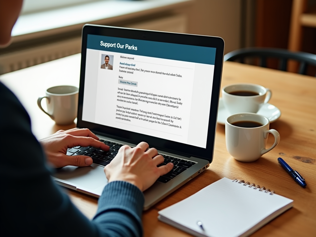 Individual writing an advocacy email to a local official from home.