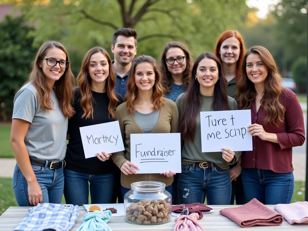 Volunteers at an NGO fundraising event