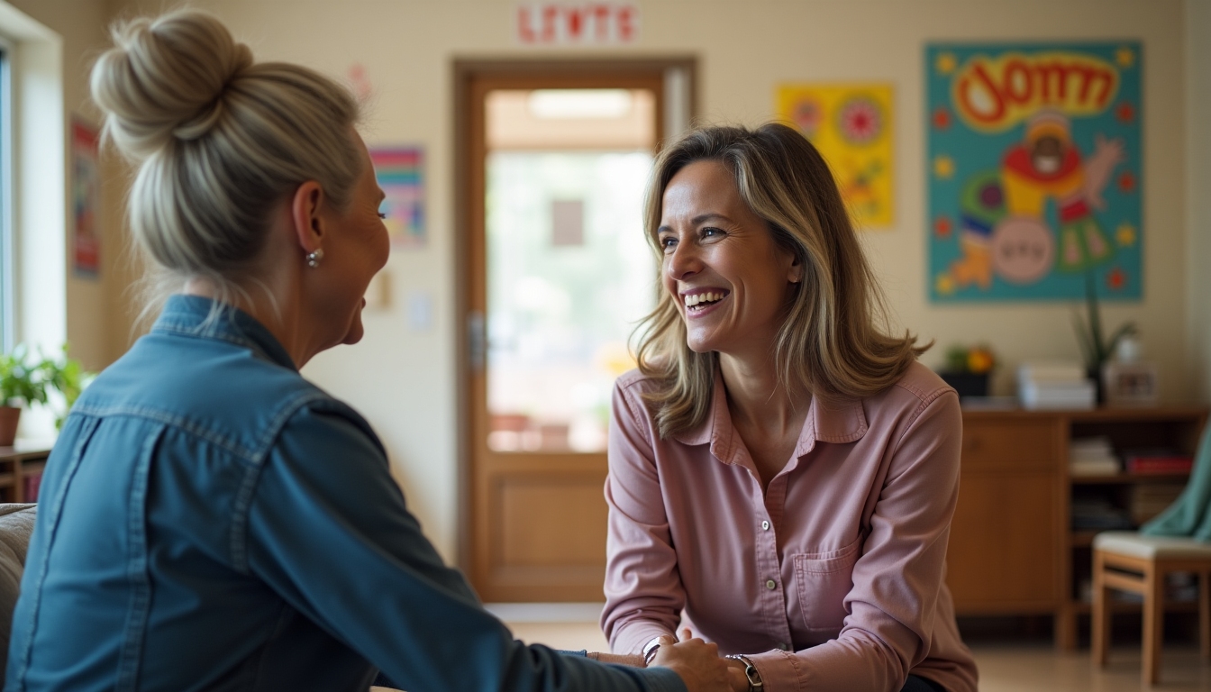 A volunteer comforting a community member, representing empathy and human connection.
