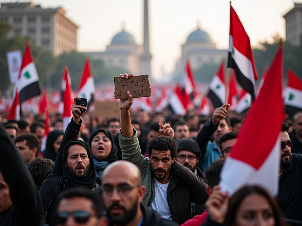Protesters in the Arab Spring using social media to organize.