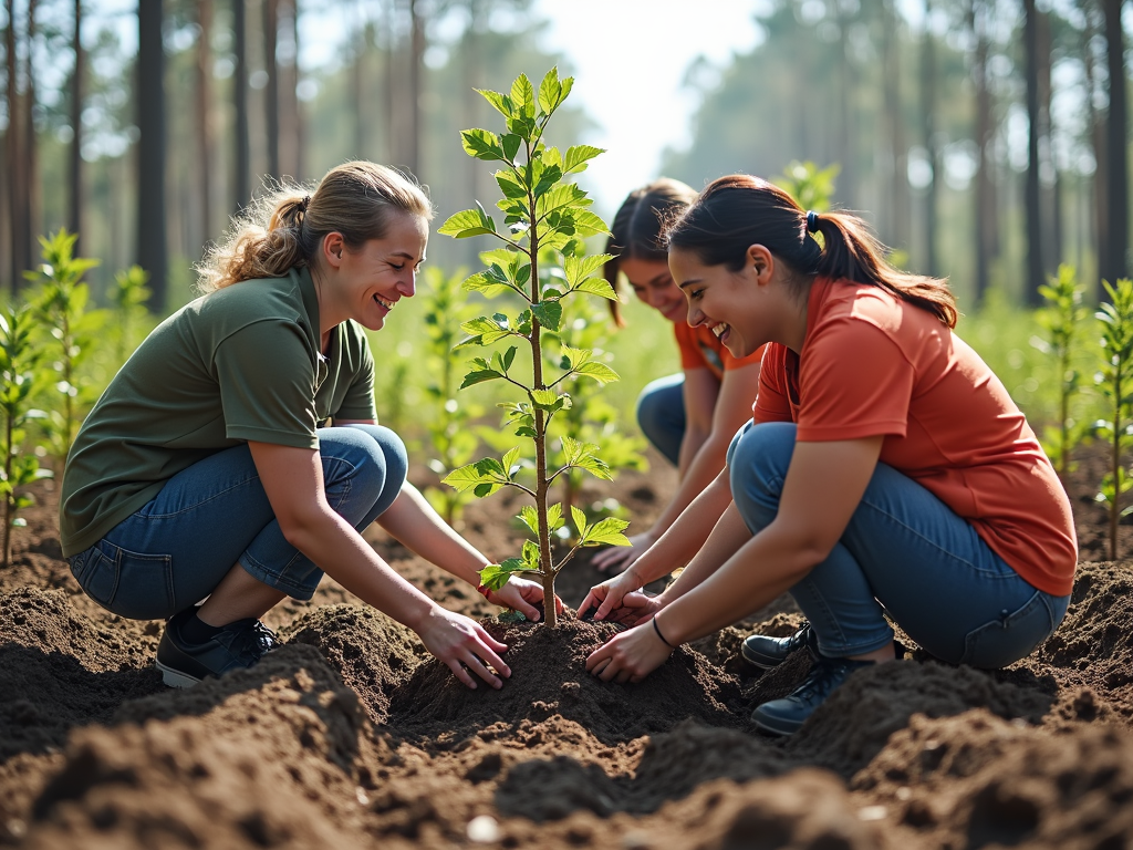 Volunteers planting trees