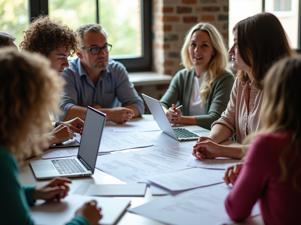 Group of advocates researching and planning together