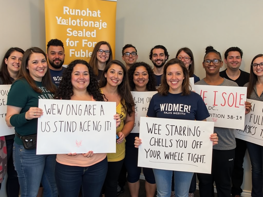 Volunteers celebrating a successful advocacy campaign