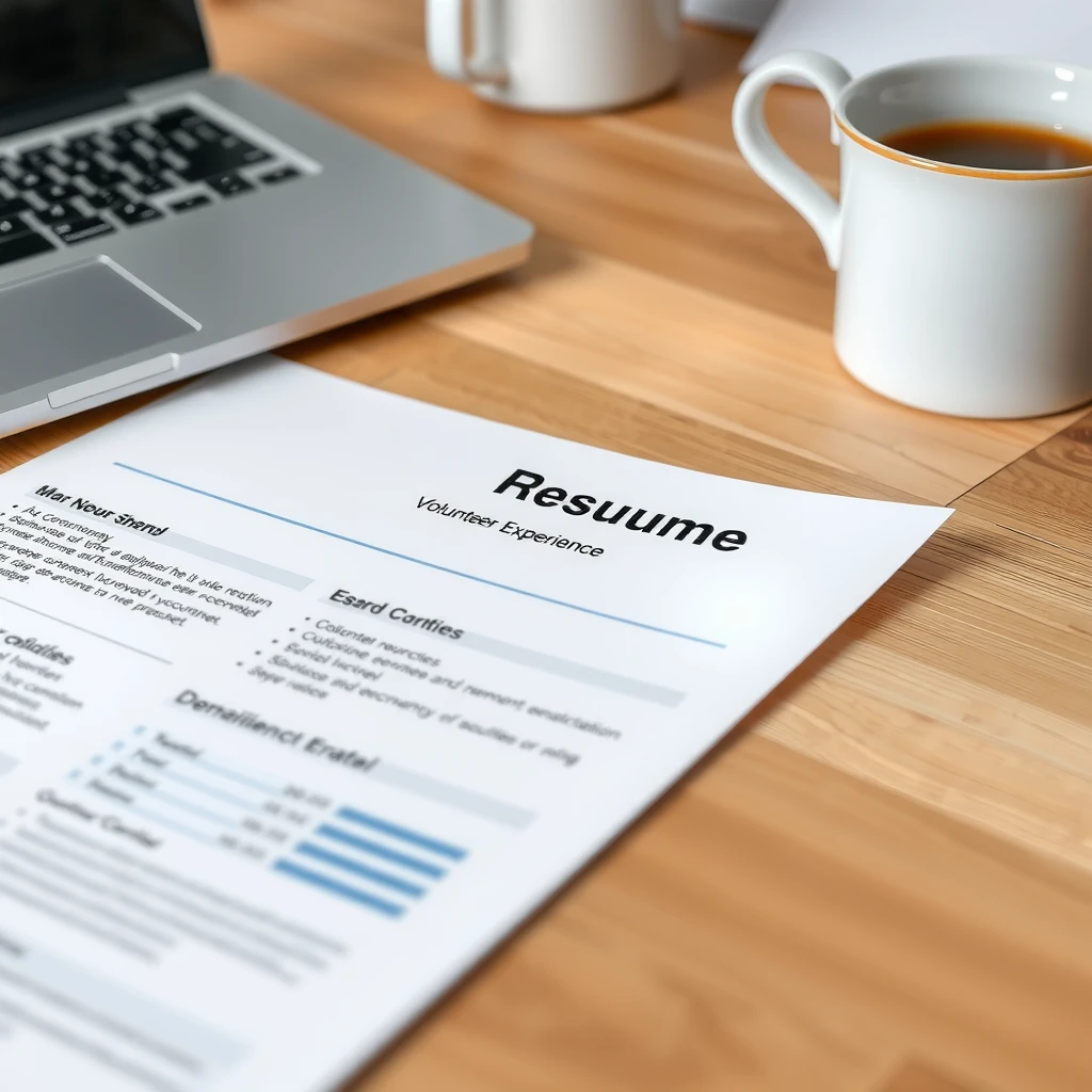 Close-up of a resume highlighting the volunteer experience section