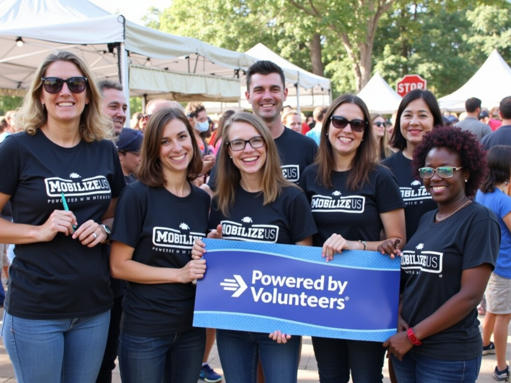 Volunteers at a Mobilize.us coordinated event