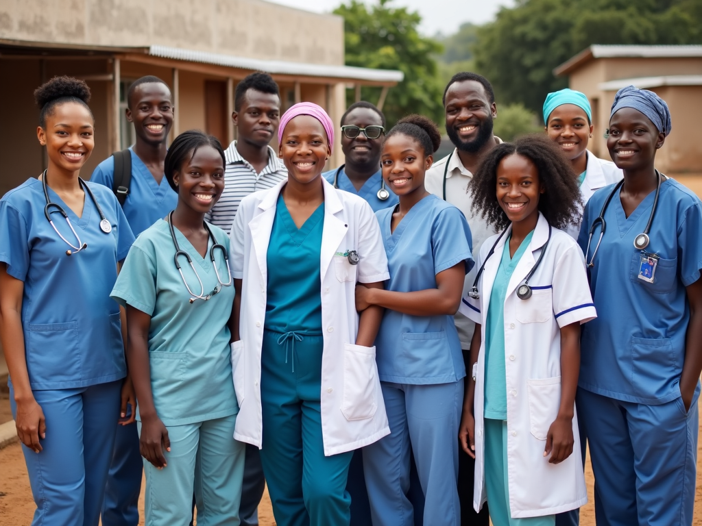 Team of international healthcare volunteers
