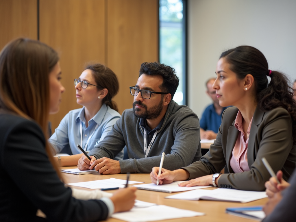 Leaders learning at a financial workshop