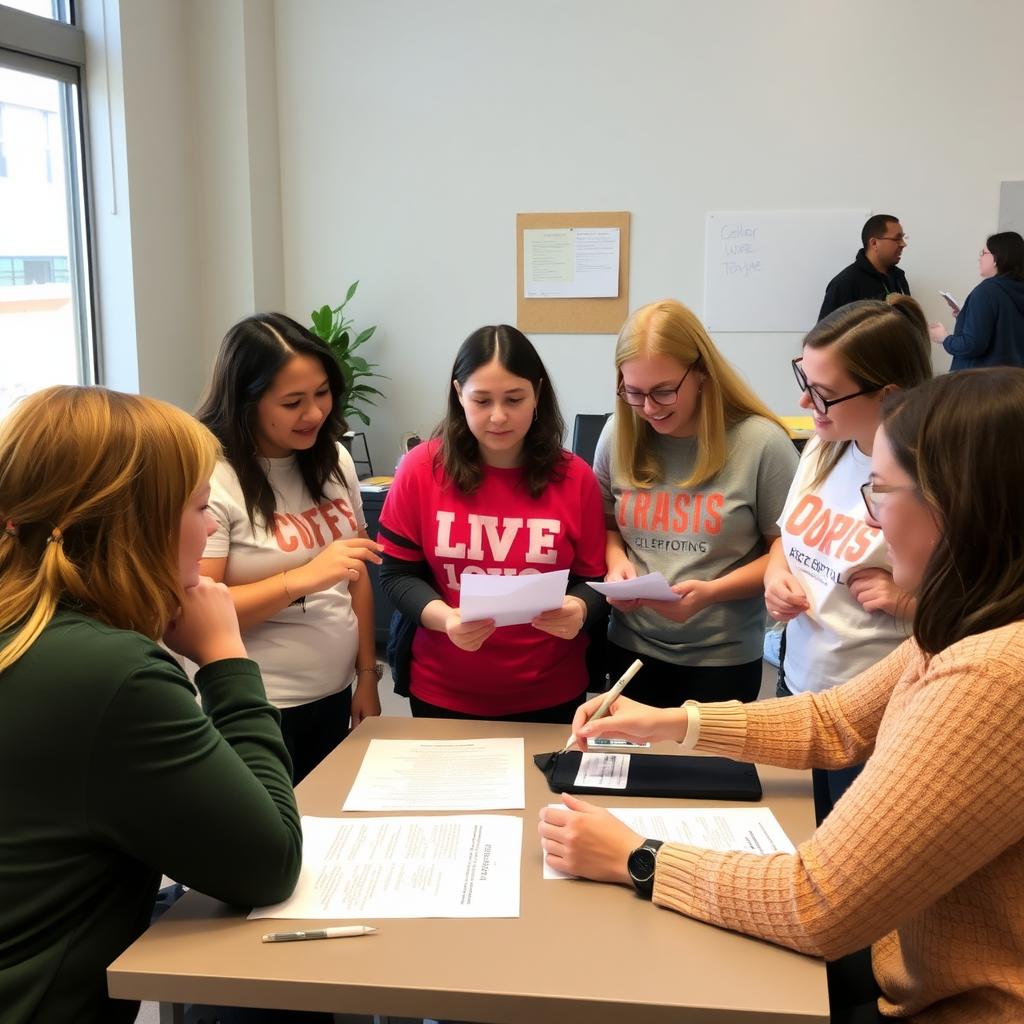 Volunteers collaborating on an advocacy initiative.