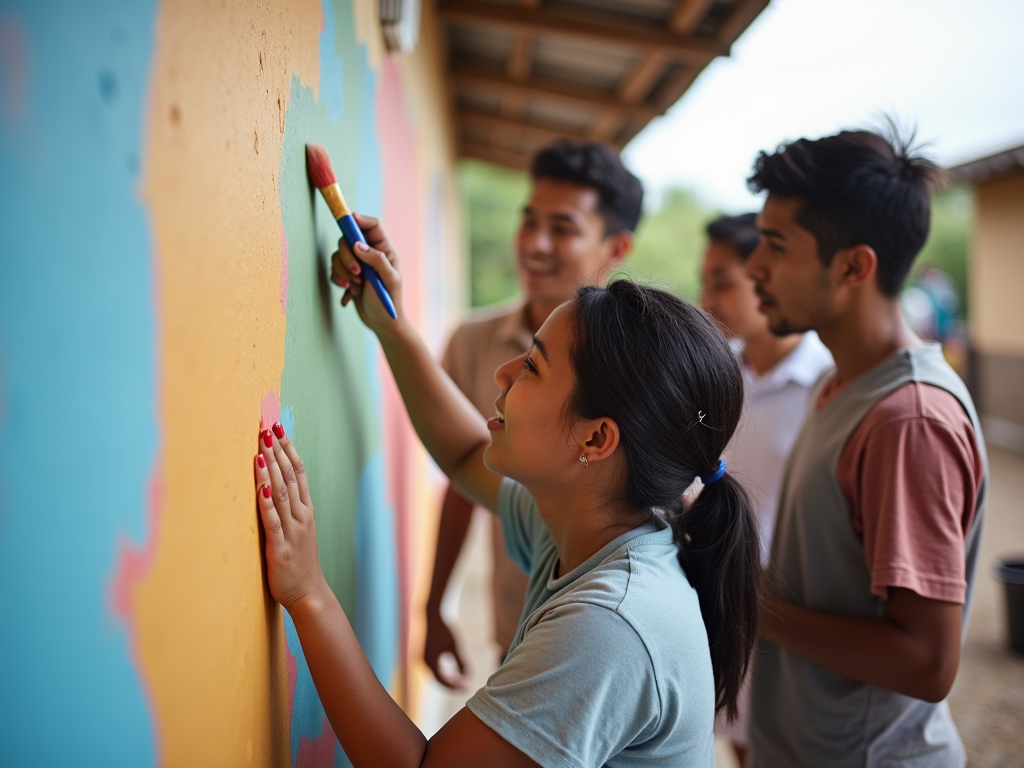 Volunteer participating in a community development project.