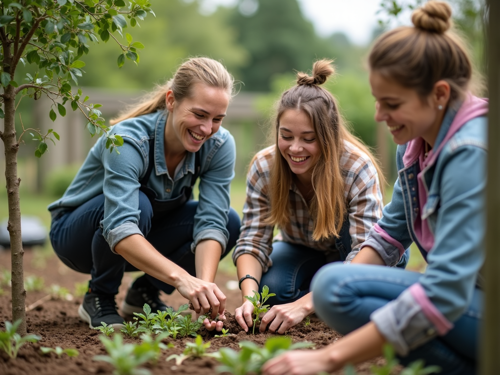 Volunteers working together on a community project
