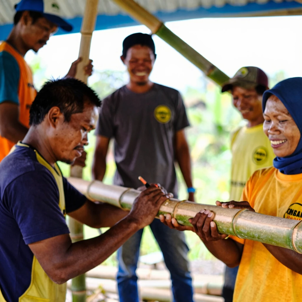 Volunteers building a house with locals in Southeast Asia