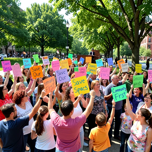 Community members at a successful local advocacy rally