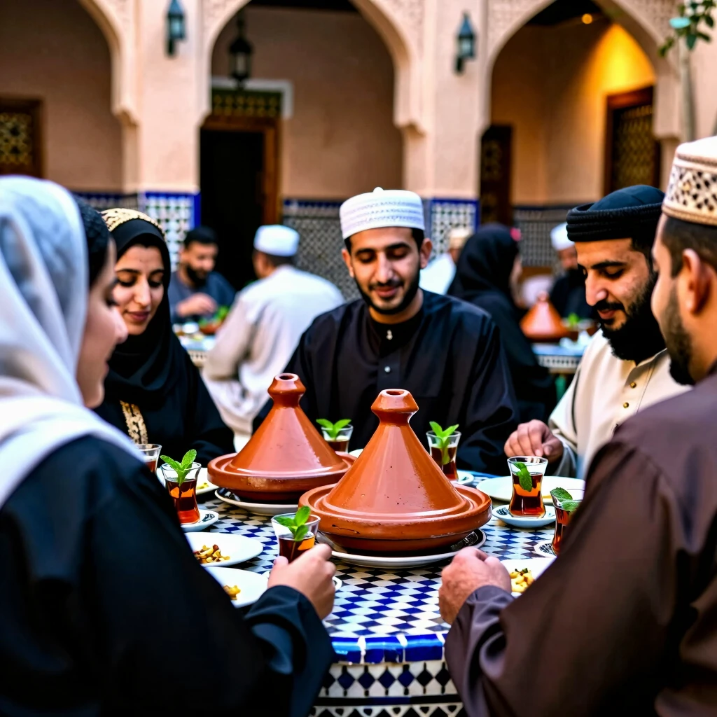 Volunteers sharing a cultural meal in Morocco