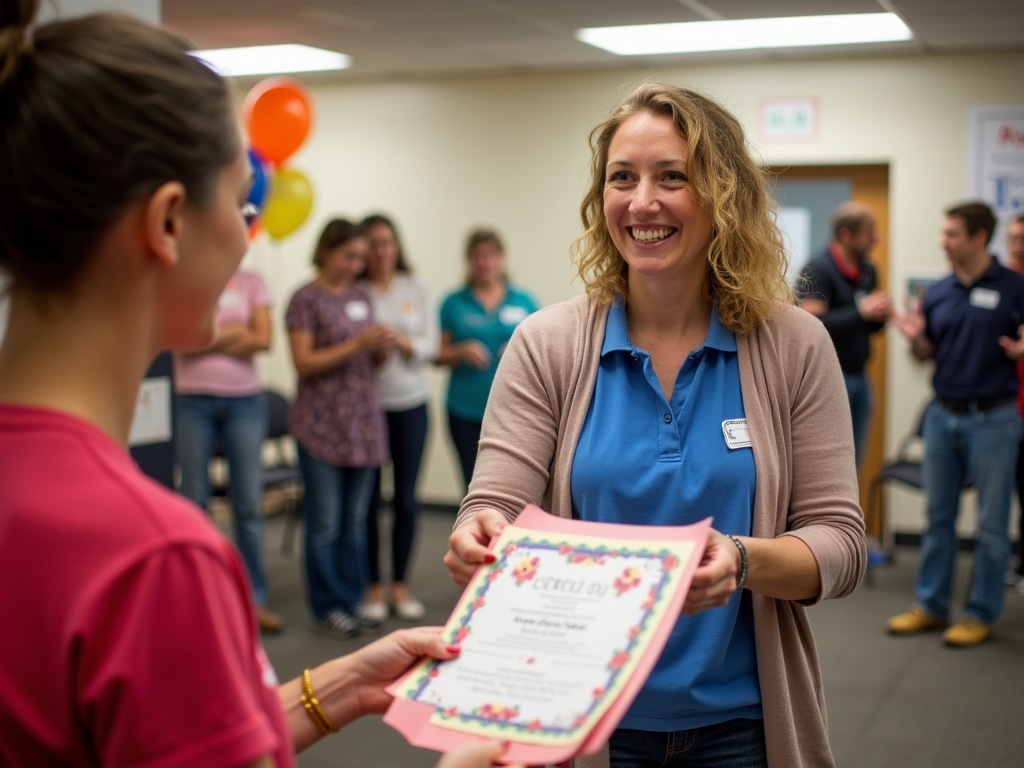 Volunteers receiving appreciation certificates.