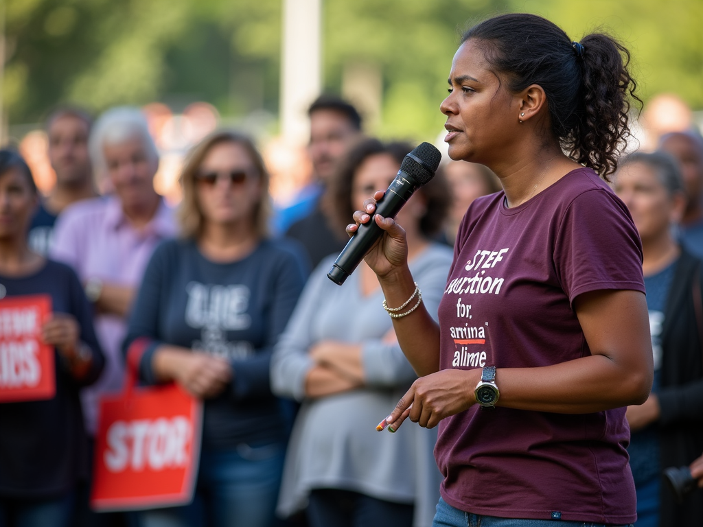 Volunteer advocating at a community event