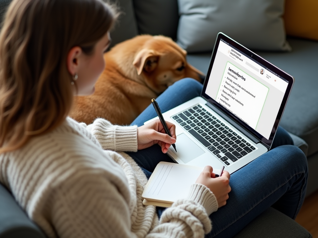 A volunteer planning their online advocacy tasks at home.
